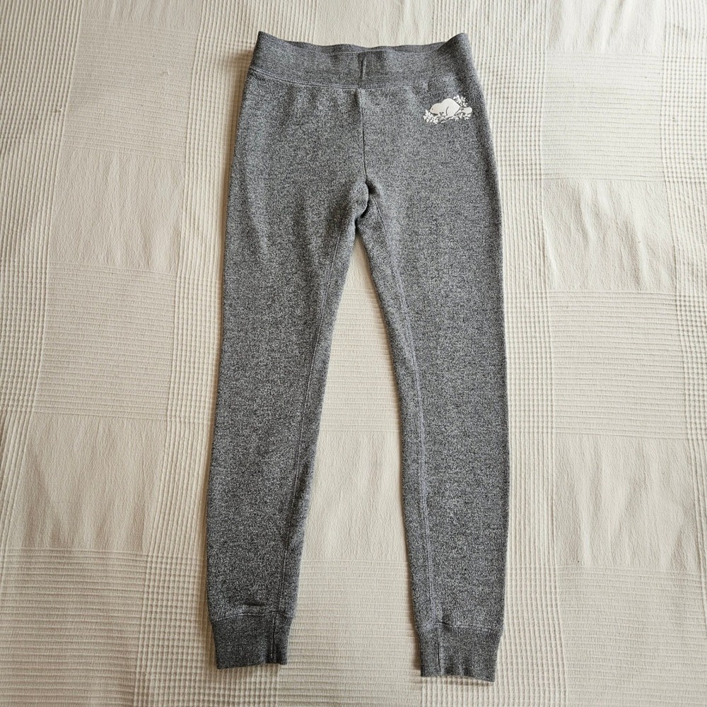 Roots Sweatpants Grey Heathered Slim Joggers Preppy Lounge Soft Womens S